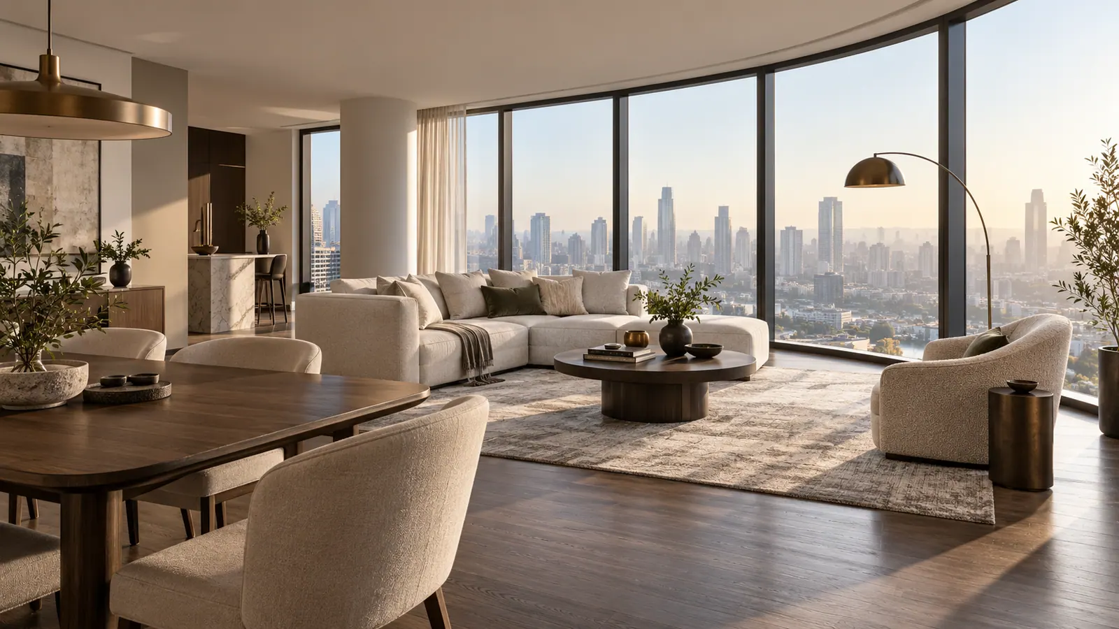 Illustrative apartment interior concept; not a photograph of Burj Khalifa · one-bedroom apartment